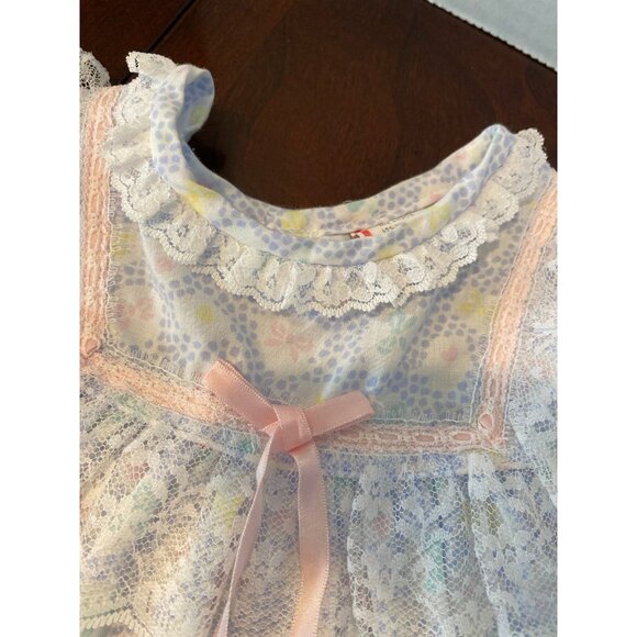 Vintage Pink Blue Yellow Lacey Girls Dress Size 24 Months - Picture 10 of 10